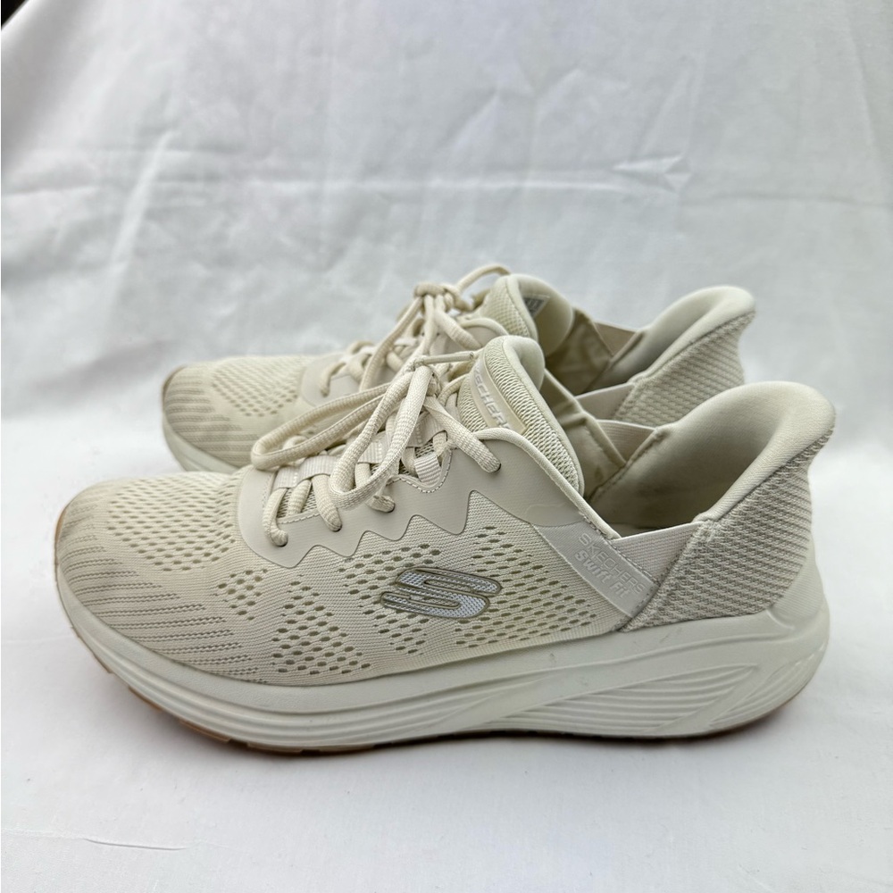 Skechers Women's Hands Free Swift Fit Athletic Mesh Sneaker in beige